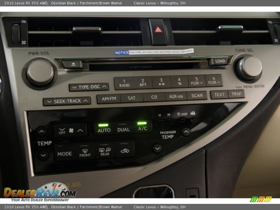 2010 Lexus RX 350 AWD Obsidian Black / Parchment/Brown Walnut Photo #14