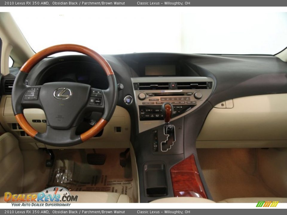 2010 Lexus RX 350 AWD Obsidian Black / Parchment/Brown Walnut Photo #22