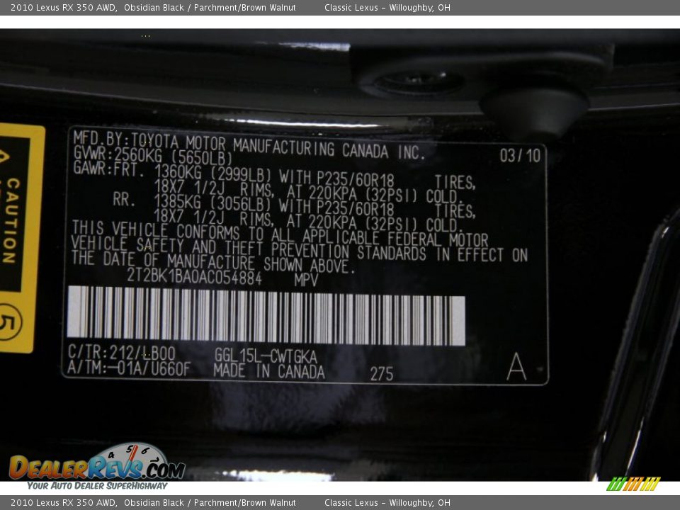 2010 Lexus RX 350 AWD Obsidian Black / Parchment/Brown Walnut Photo #26