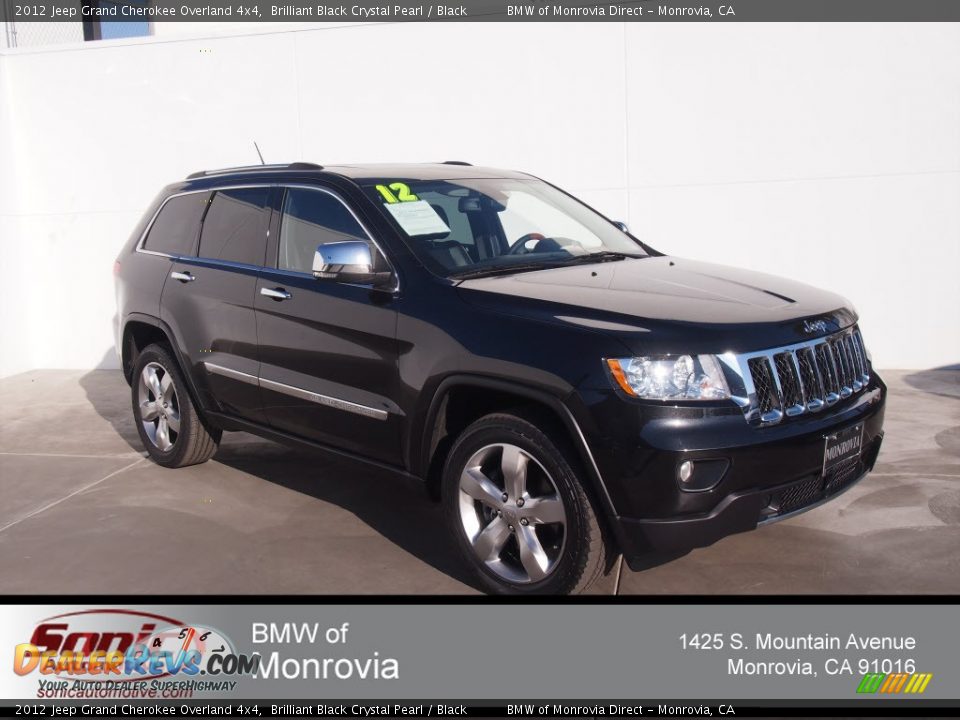 2012 Jeep Grand Cherokee Overland 4x4 Brilliant Black Crystal Pearl / Black Photo #1
