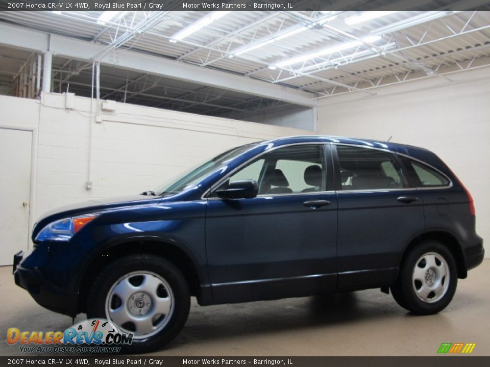 2007 Honda CR-V LX 4WD Royal Blue Pearl / Gray Photo #4