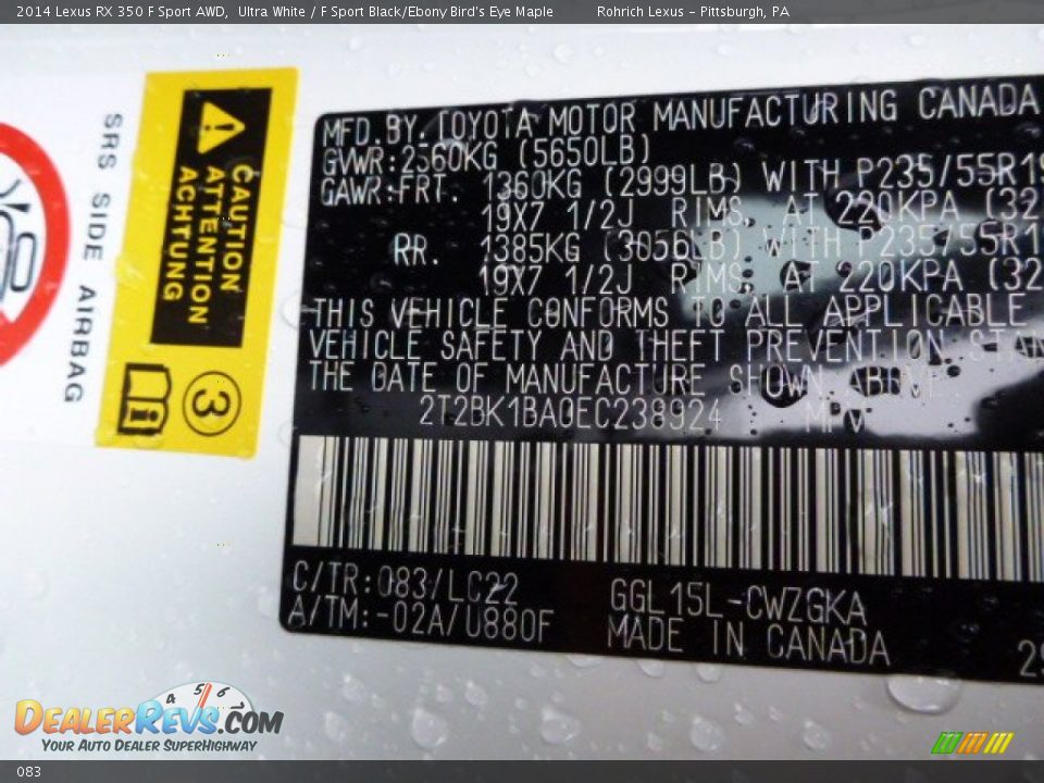 Lexus Color Code 083 Ultra White