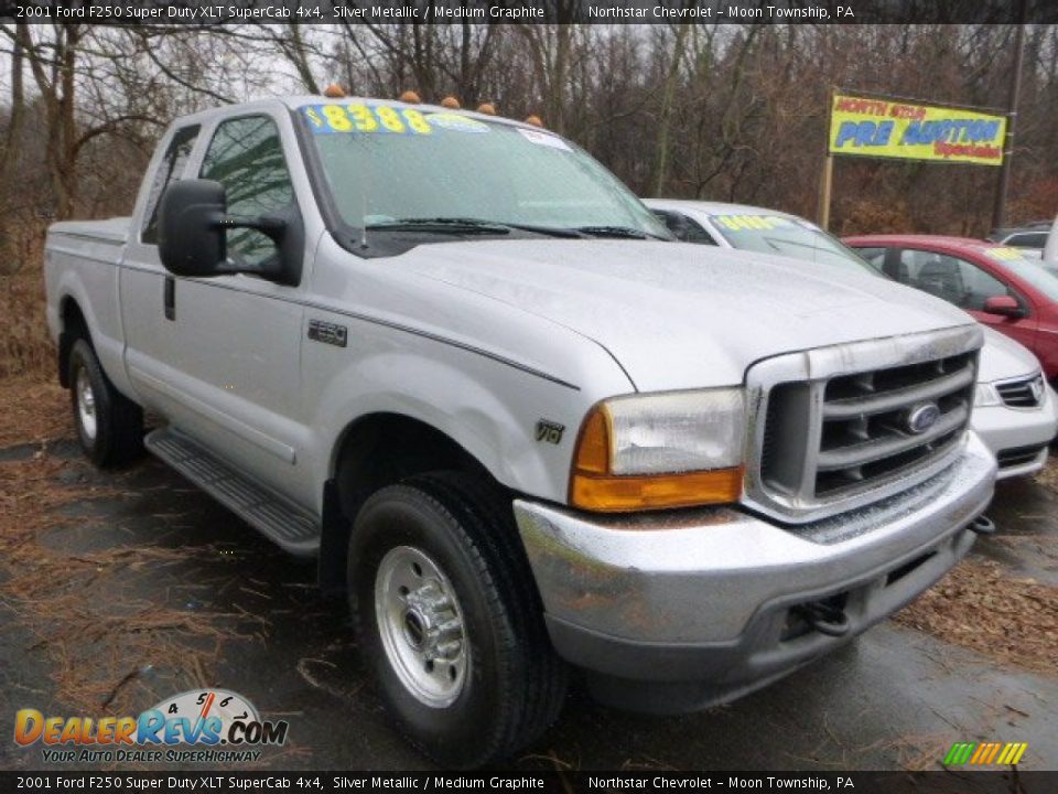 2001 Ford F250 Super Duty XLT SuperCab 4x4 Silver Metallic / Medium Graphite Photo #4