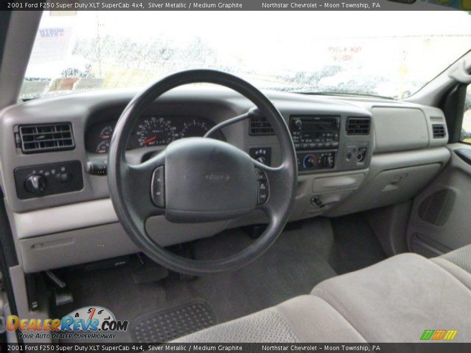2001 Ford F250 Super Duty XLT SuperCab 4x4 Silver Metallic / Medium Graphite Photo #9