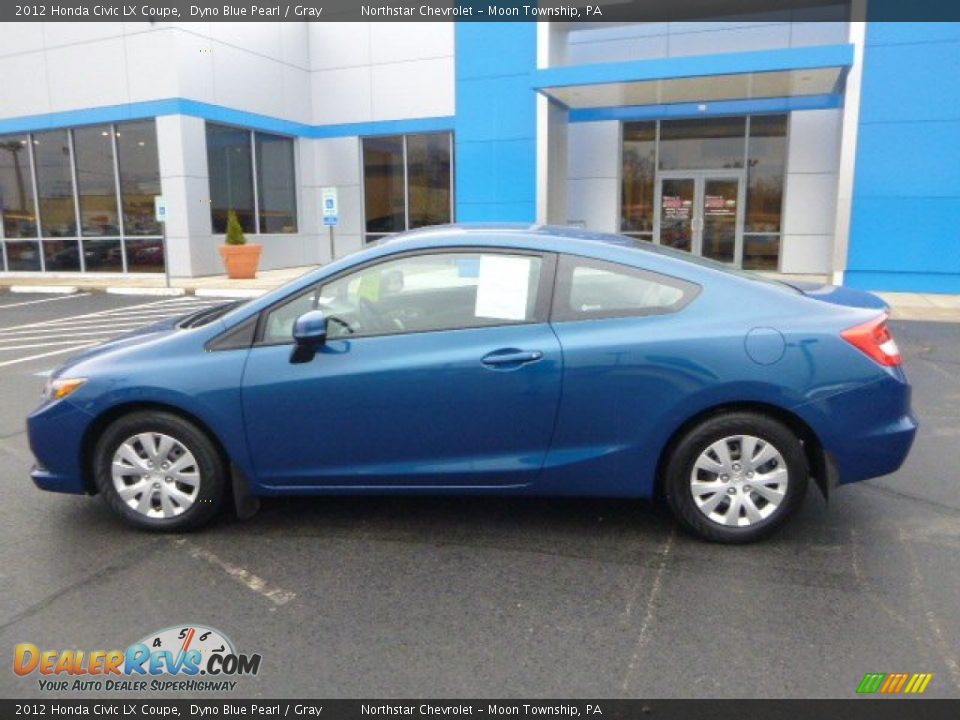 2012 Honda Civic LX Coupe Dyno Blue Pearl / Gray Photo #2
