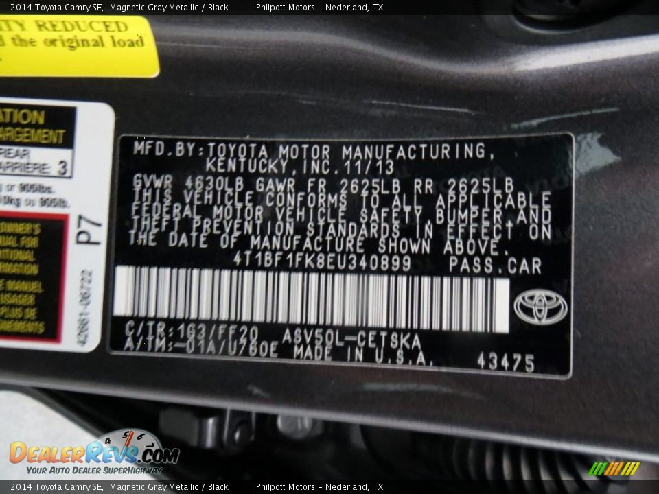 2014 Toyota Camry SE Magnetic Gray Metallic / Black Photo #33