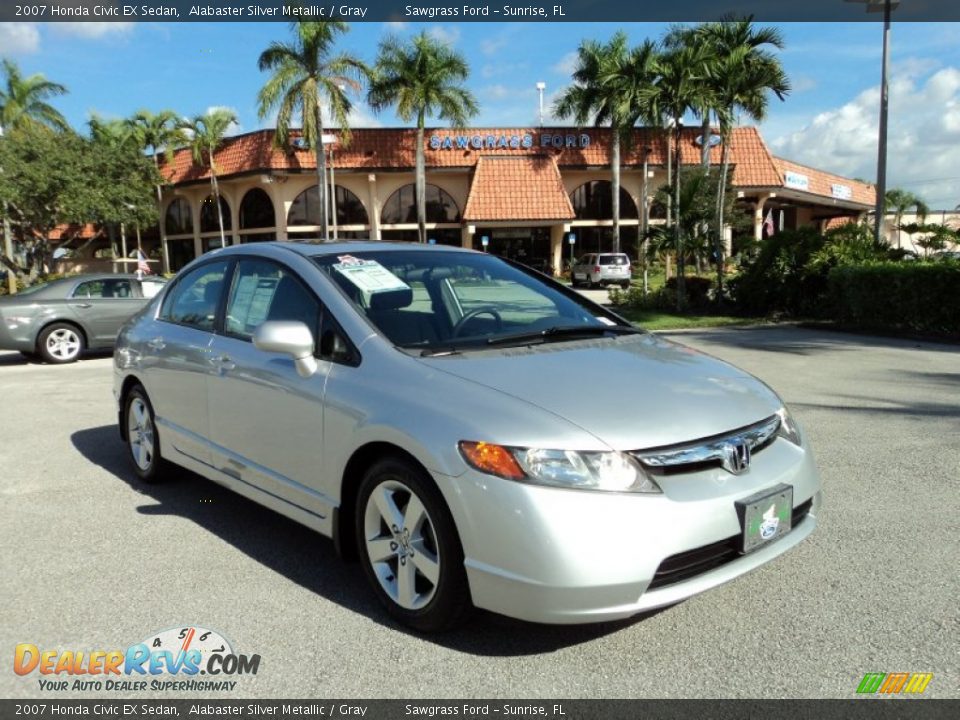 2007 Honda Civic EX Sedan Alabaster Silver Metallic / Gray Photo #1