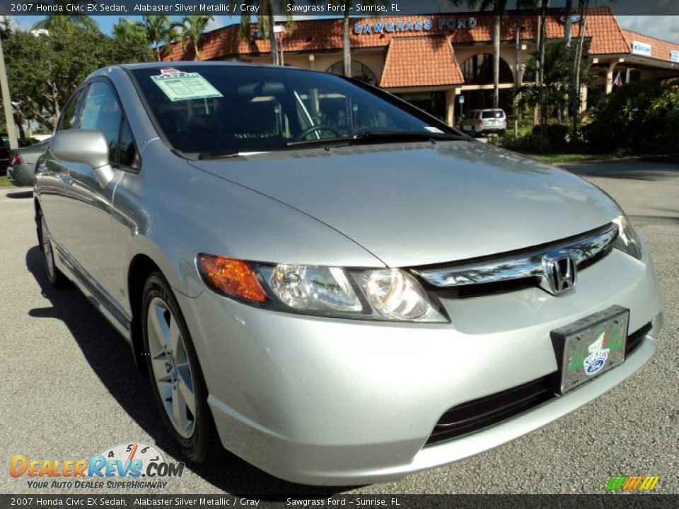 2007 Honda Civic EX Sedan Alabaster Silver Metallic / Gray Photo #2