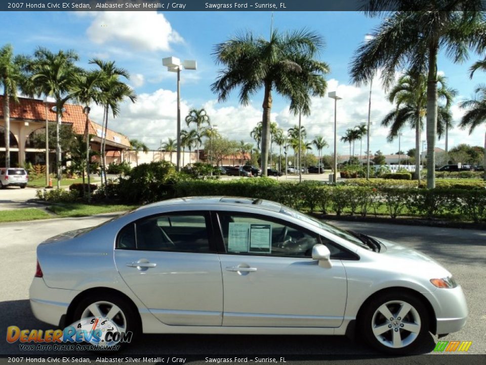 2007 Honda Civic EX Sedan Alabaster Silver Metallic / Gray Photo #5