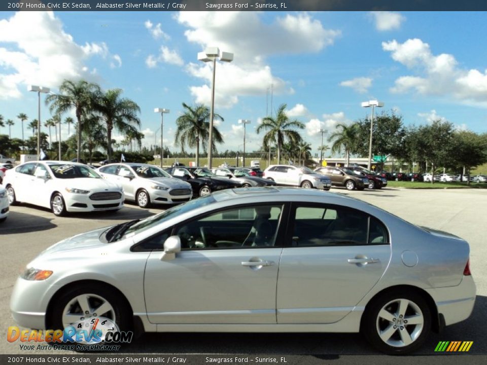 2007 Honda Civic EX Sedan Alabaster Silver Metallic / Gray Photo #12