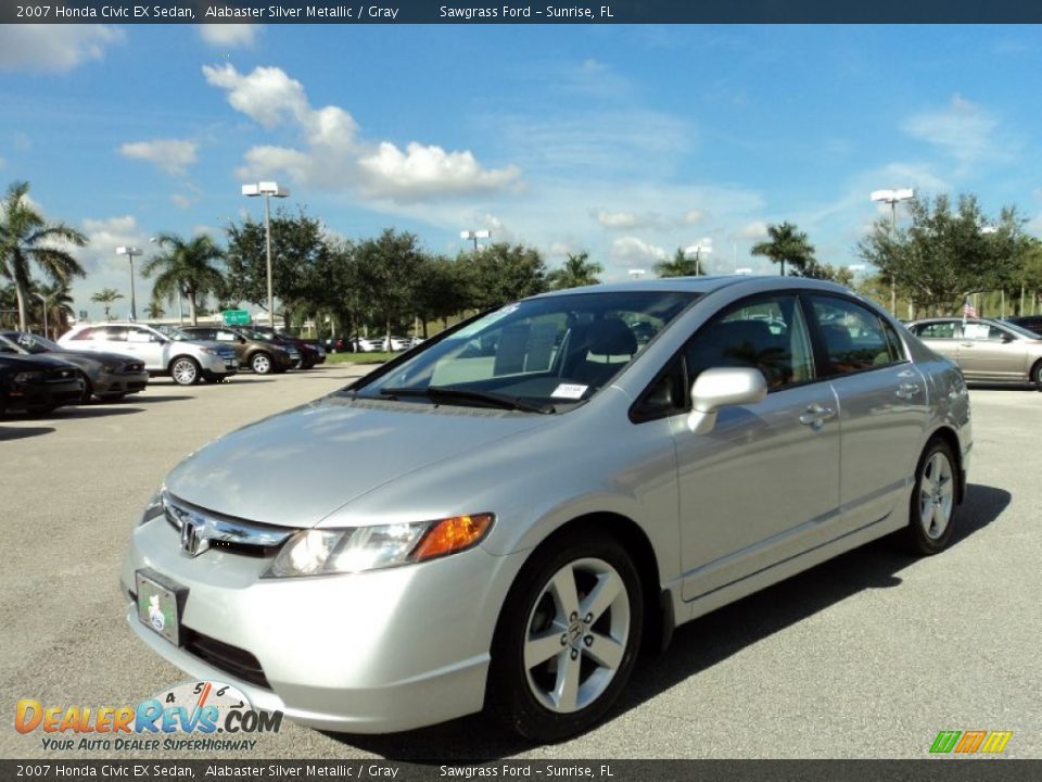 2007 Honda Civic EX Sedan Alabaster Silver Metallic / Gray Photo #13