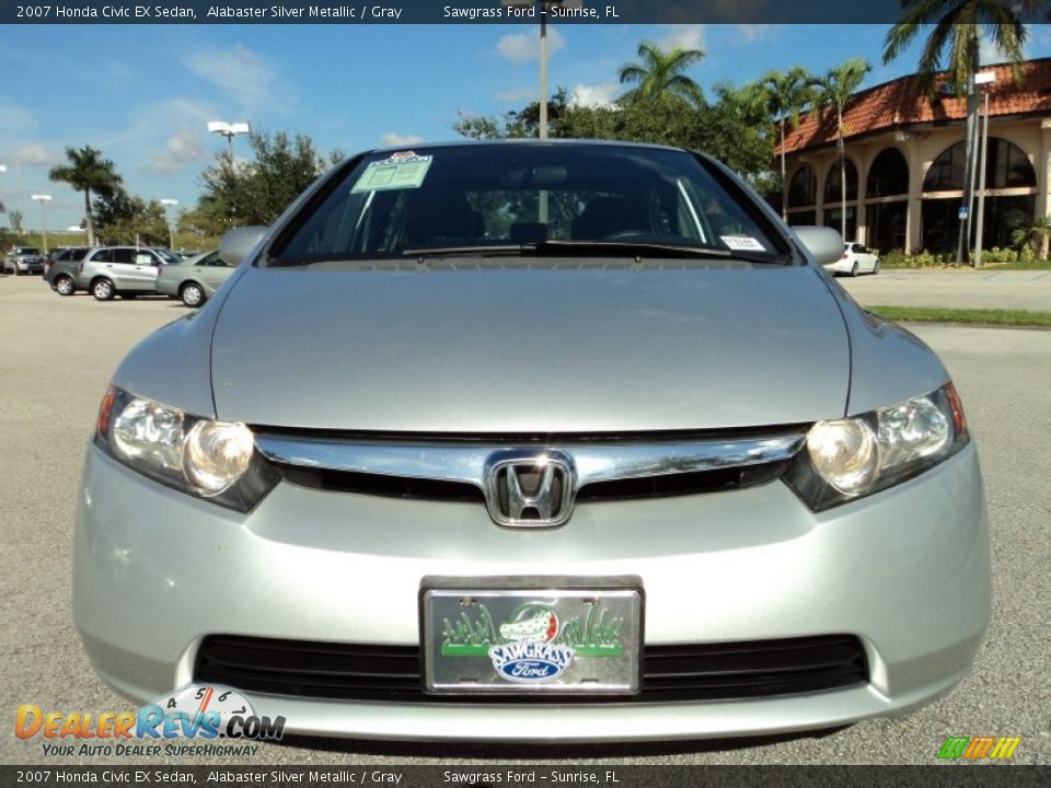 2007 Honda Civic EX Sedan Alabaster Silver Metallic / Gray Photo #15