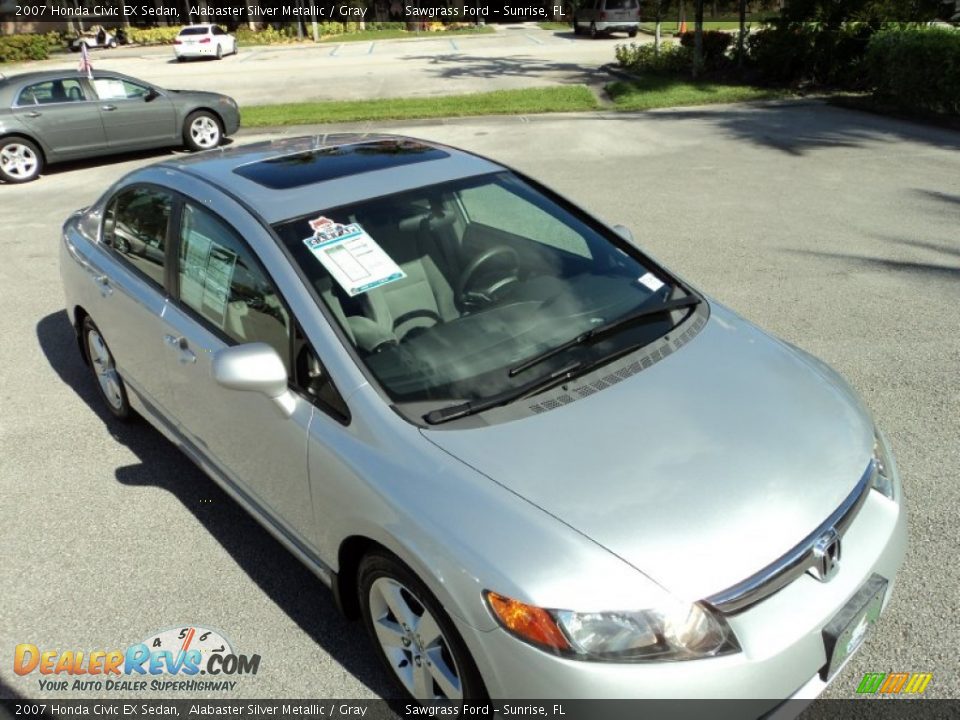 2007 Honda Civic EX Sedan Alabaster Silver Metallic / Gray Photo #16