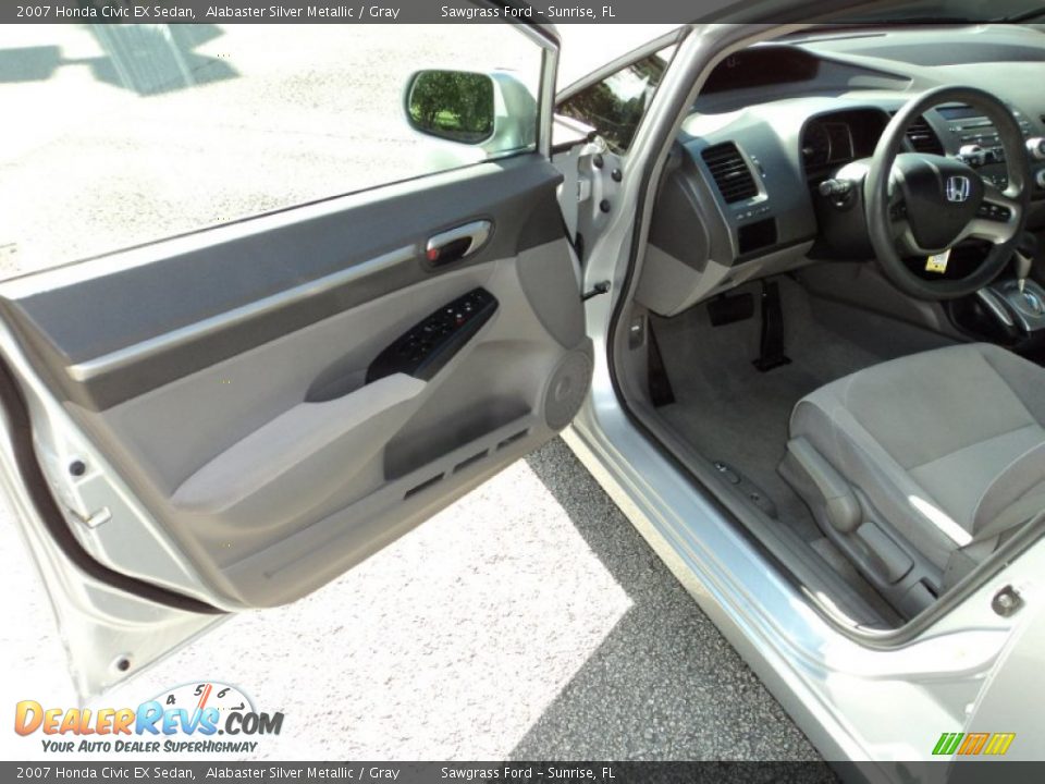 2007 Honda Civic EX Sedan Alabaster Silver Metallic / Gray Photo #17