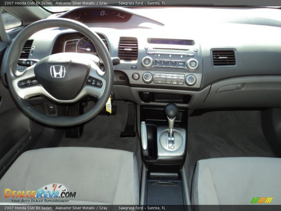 2007 Honda Civic EX Sedan Alabaster Silver Metallic / Gray Photo #24