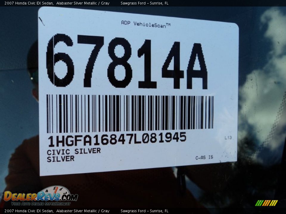 2007 Honda Civic EX Sedan Alabaster Silver Metallic / Gray Photo #35