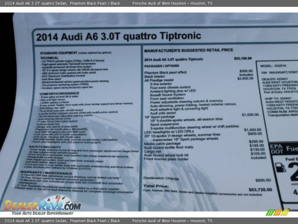 2014 Audi A6 3.0T quattro Sedan Phantom Black Pearl / Black Photo #7