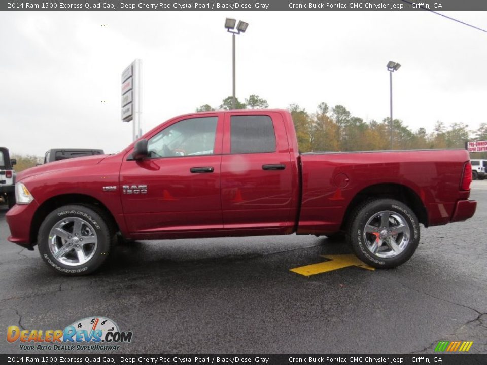 2014 Ram 1500 Express Quad Cab Deep Cherry Red Crystal Pearl / Black/Diesel Gray Photo #4