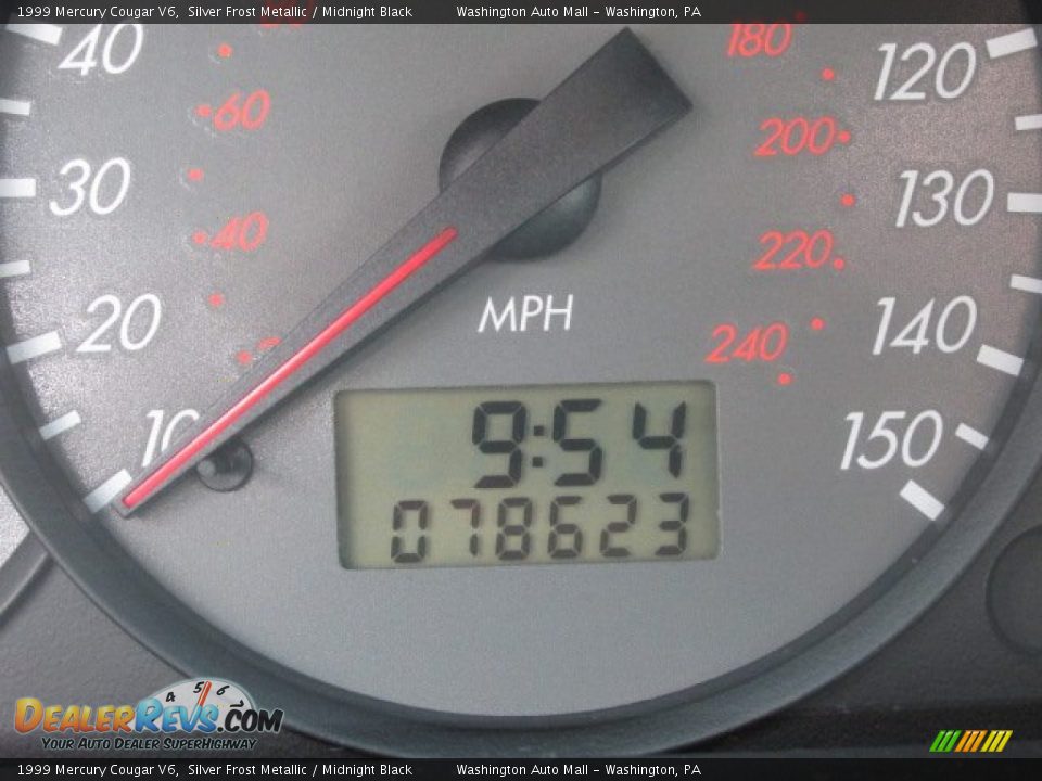 1999 Mercury Cougar V6 Silver Frost Metallic / Midnight Black Photo #20