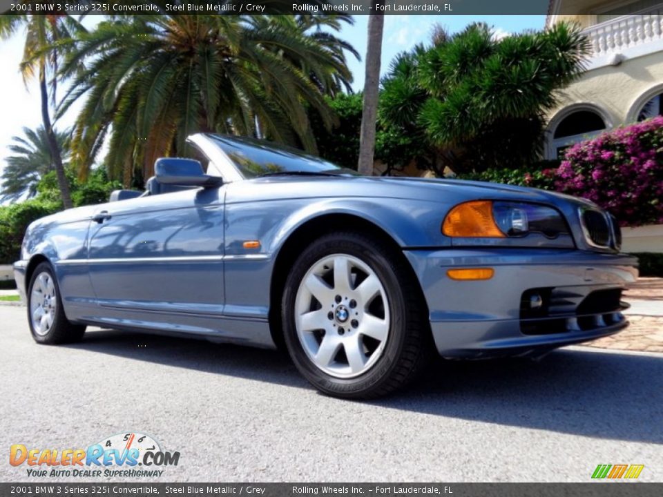 2001 BMW 3 Series 325i Convertible Steel Blue Metallic / Grey Photo #31