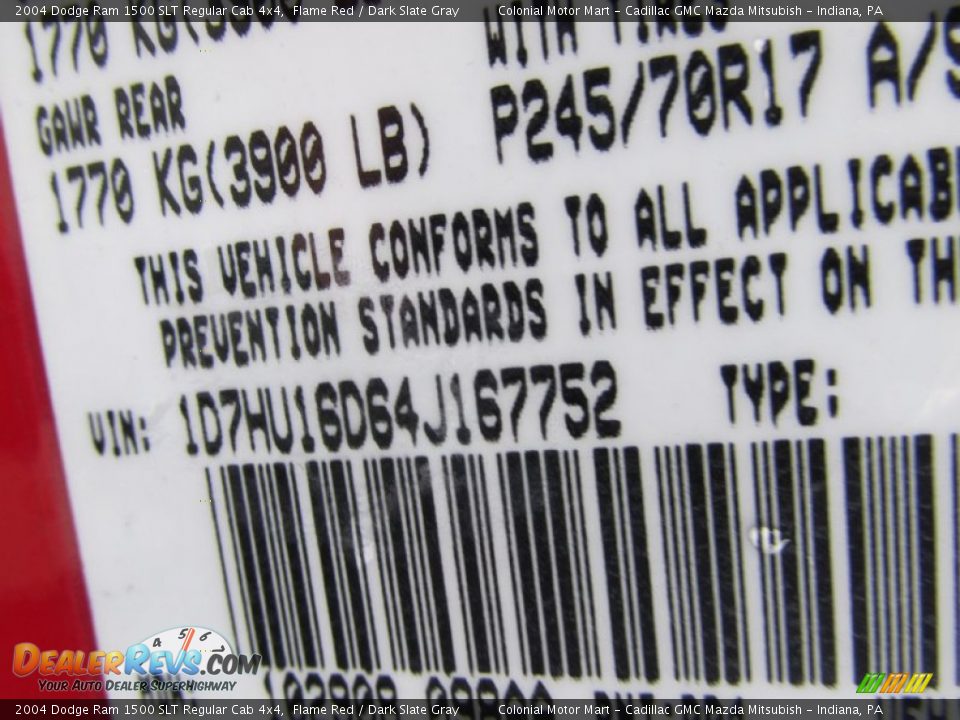 2004 Dodge Ram 1500 SLT Regular Cab 4x4 Flame Red / Dark Slate Gray Photo #19