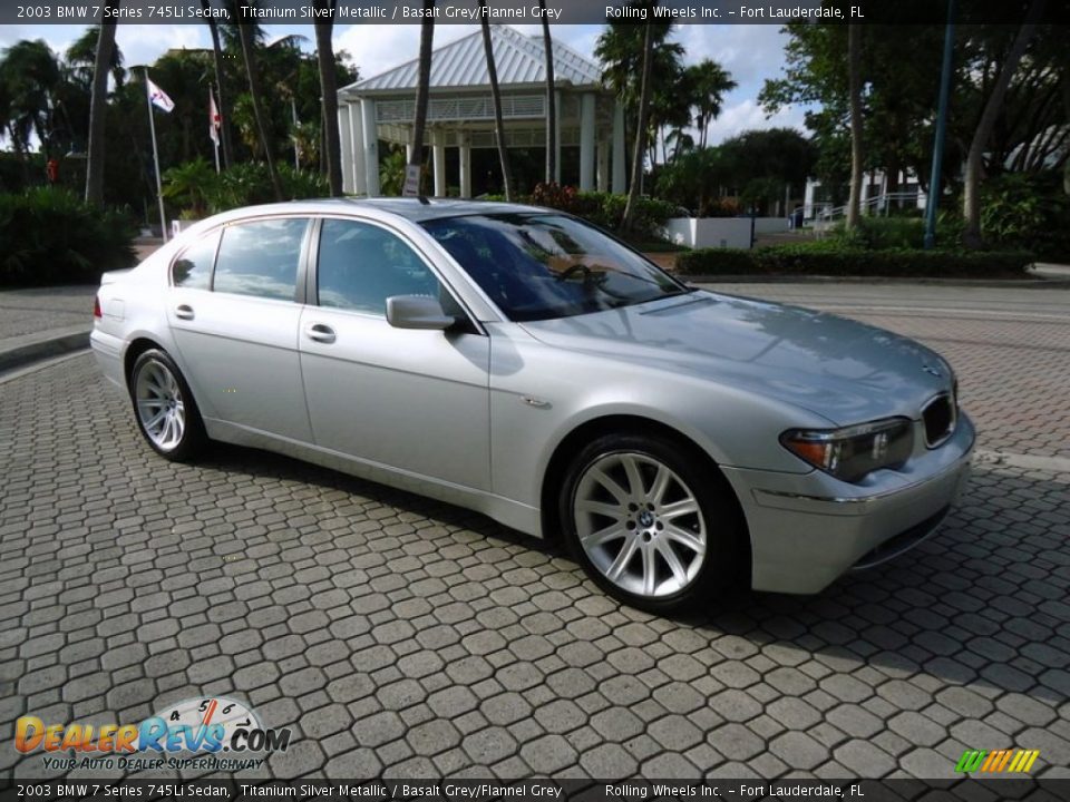 2003 BMW 7 Series 745Li Sedan Titanium Silver Metallic / Basalt Grey/Flannel Grey Photo #10