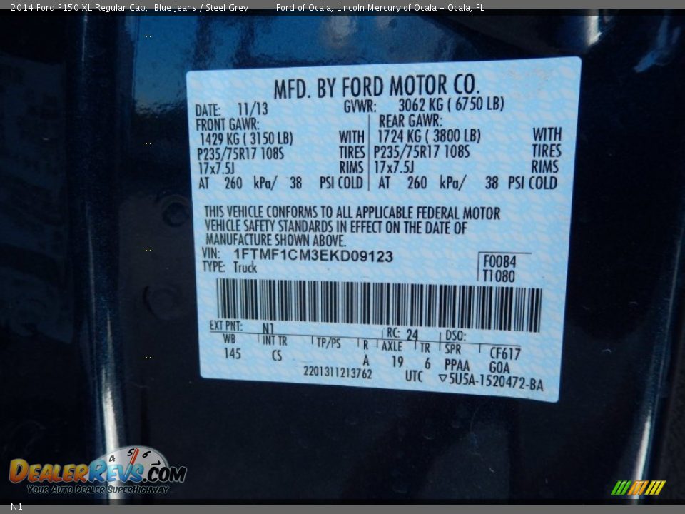 Ford Color Code N1 Blue Jeans