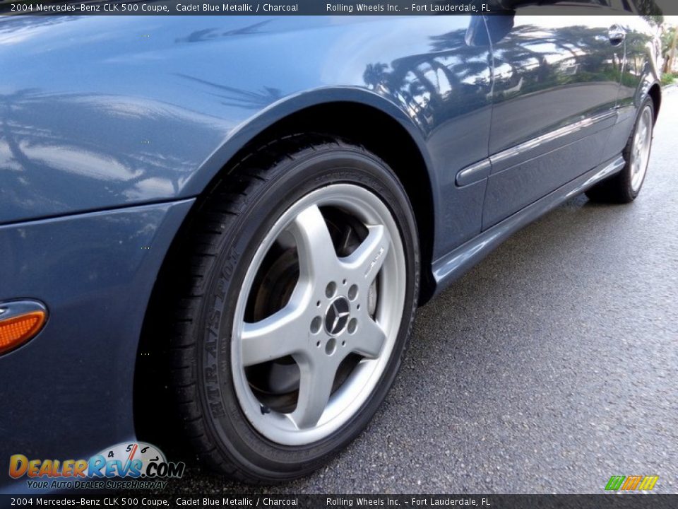 2004 Mercedes-Benz CLK 500 Coupe Cadet Blue Metallic / Charcoal Photo #35
