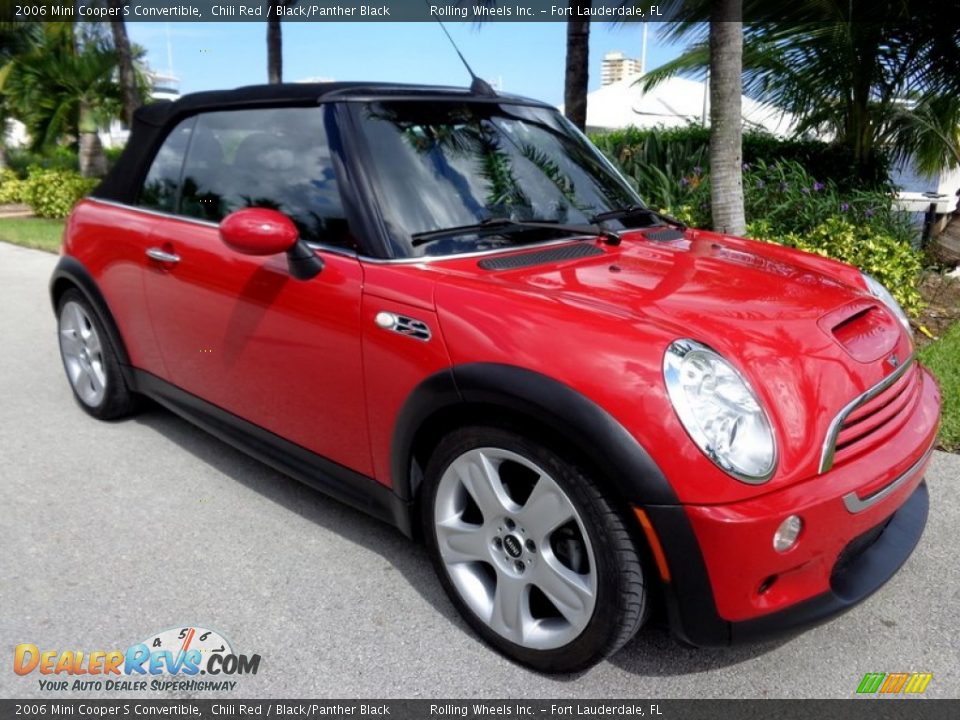 2006 Mini Cooper S Convertible Chili Red / Black/Panther Black Photo #36
