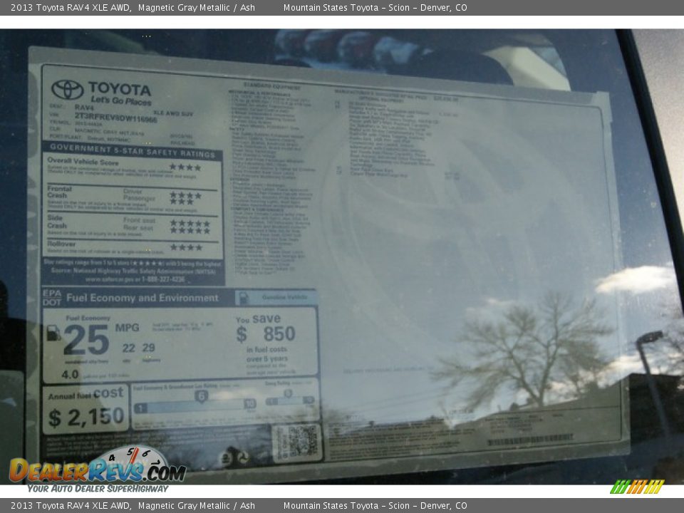 2013 Toyota RAV4 XLE AWD Magnetic Gray Metallic / Ash Photo #10