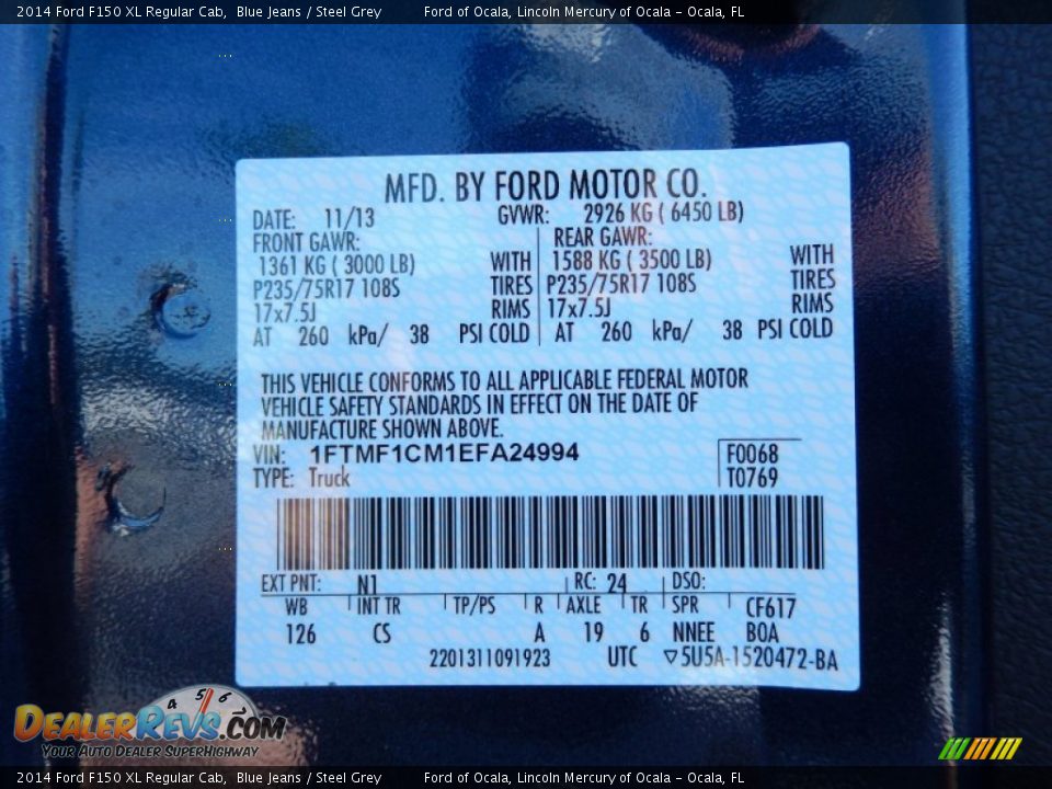 2014 Ford F150 XL Regular Cab Blue Jeans / Steel Grey Photo #9