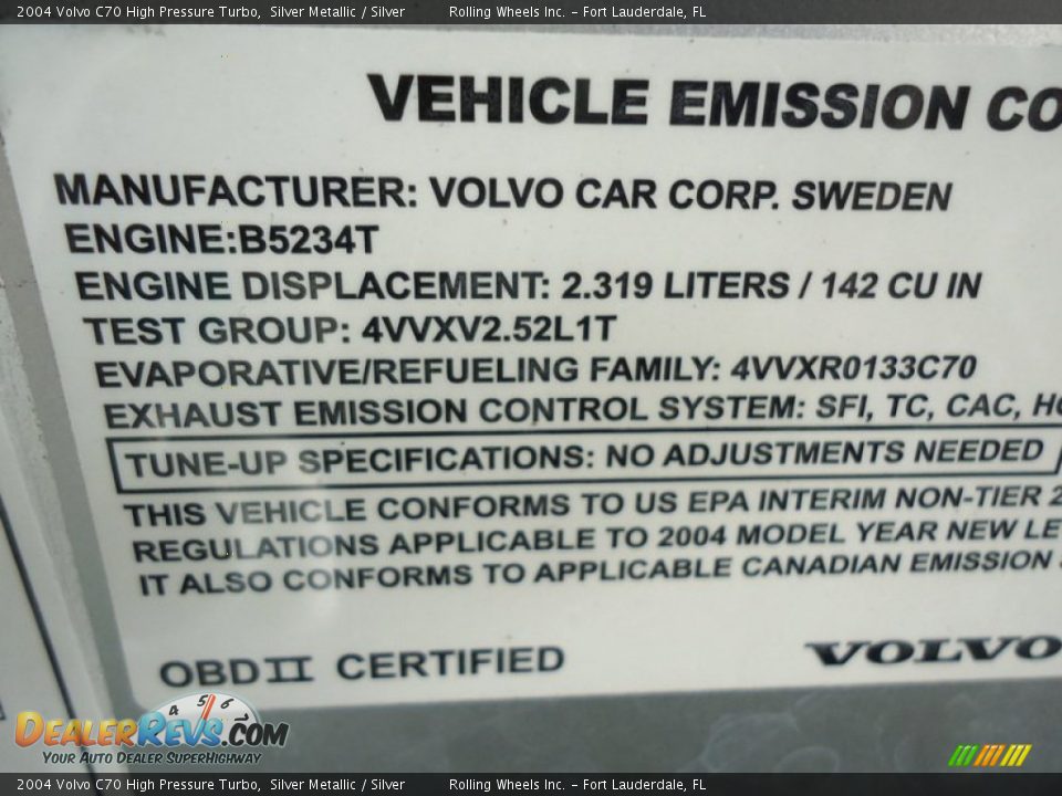 2004 Volvo C70 High Pressure Turbo Silver Metallic / Silver Photo #36