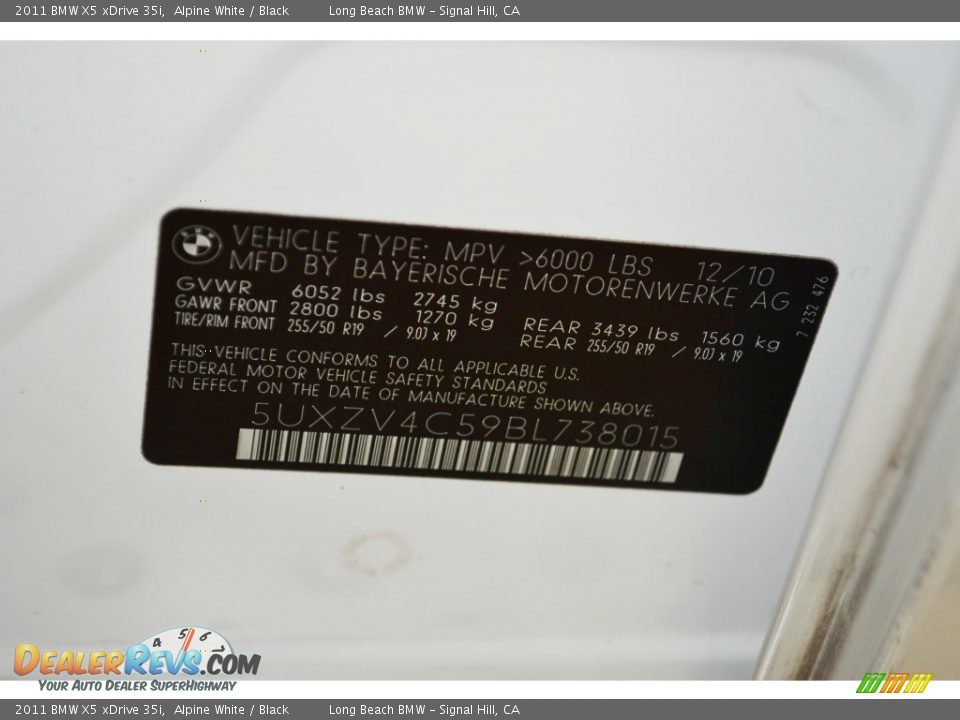 2011 BMW X5 xDrive 35i Alpine White / Black Photo #11