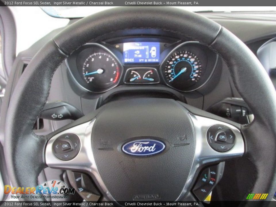 2012 Ford Focus SEL Sedan Ingot Silver Metallic / Charcoal Black Photo #22