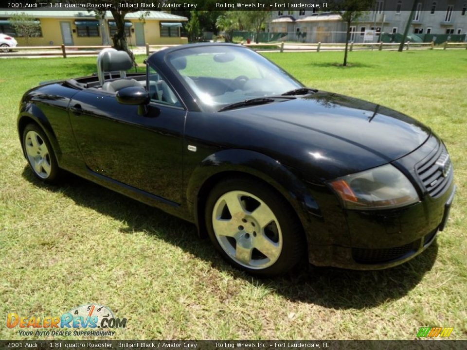 2001 Audi TT 1.8T quattro Roadster Brilliant Black / Aviator Grey Photo #12