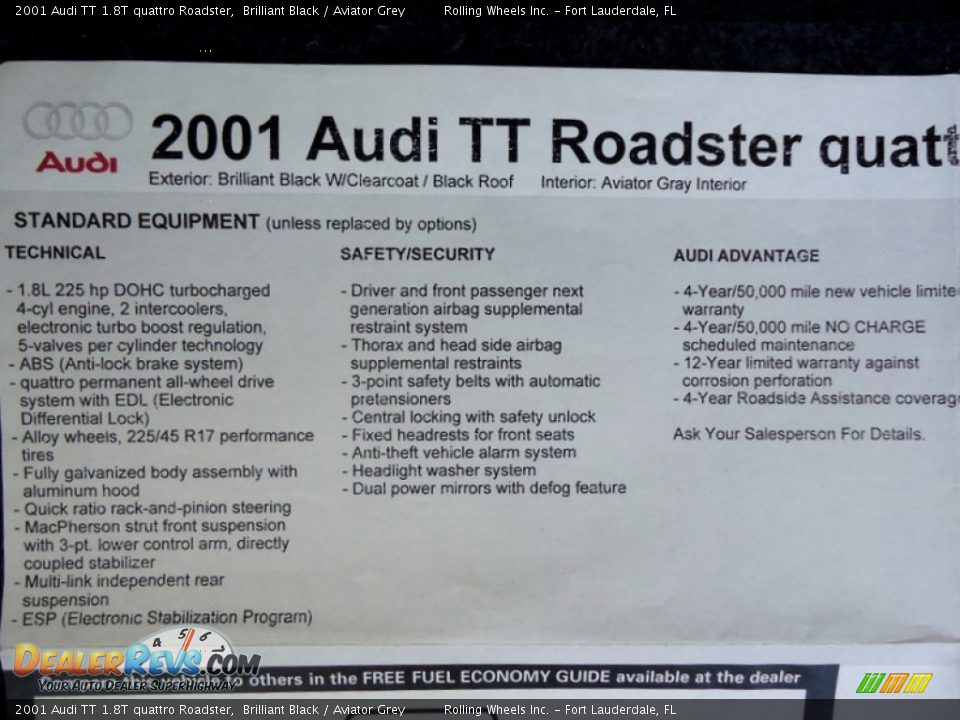 2001 Audi TT 1.8T quattro Roadster Brilliant Black / Aviator Grey Photo #22
