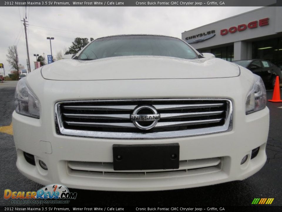 2012 Nissan Maxima 3.5 SV Premium Winter Frost White / Cafe Latte Photo #2