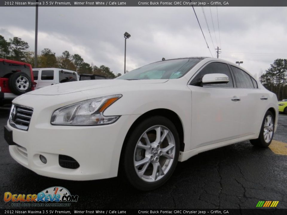 2012 Nissan Maxima 3.5 SV Premium Winter Frost White / Cafe Latte Photo #3
