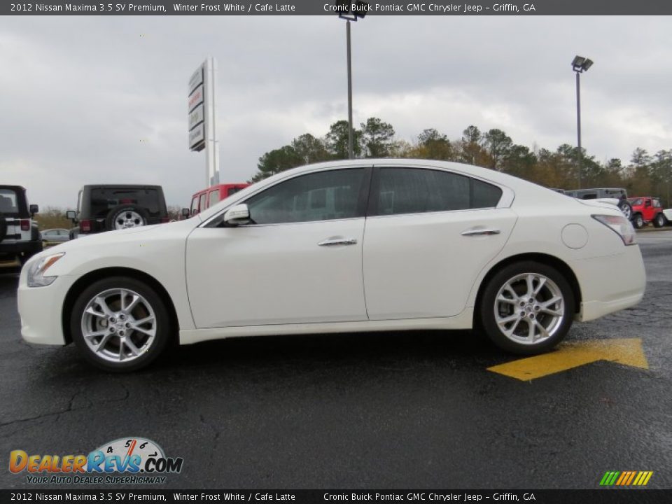 2012 Nissan Maxima 3.5 SV Premium Winter Frost White / Cafe Latte Photo #4
