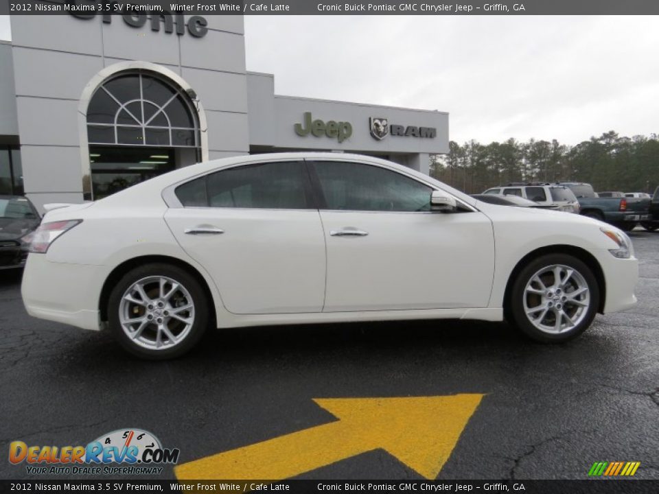2012 Nissan Maxima 3.5 SV Premium Winter Frost White / Cafe Latte Photo #8