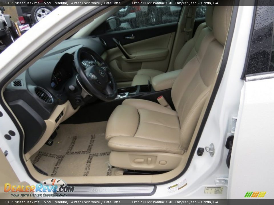 2012 Nissan Maxima 3.5 SV Premium Winter Frost White / Cafe Latte Photo #10