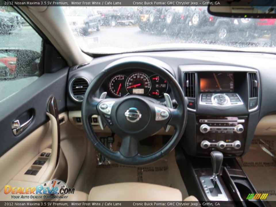 2012 Nissan Maxima 3.5 SV Premium Winter Frost White / Cafe Latte Photo #19