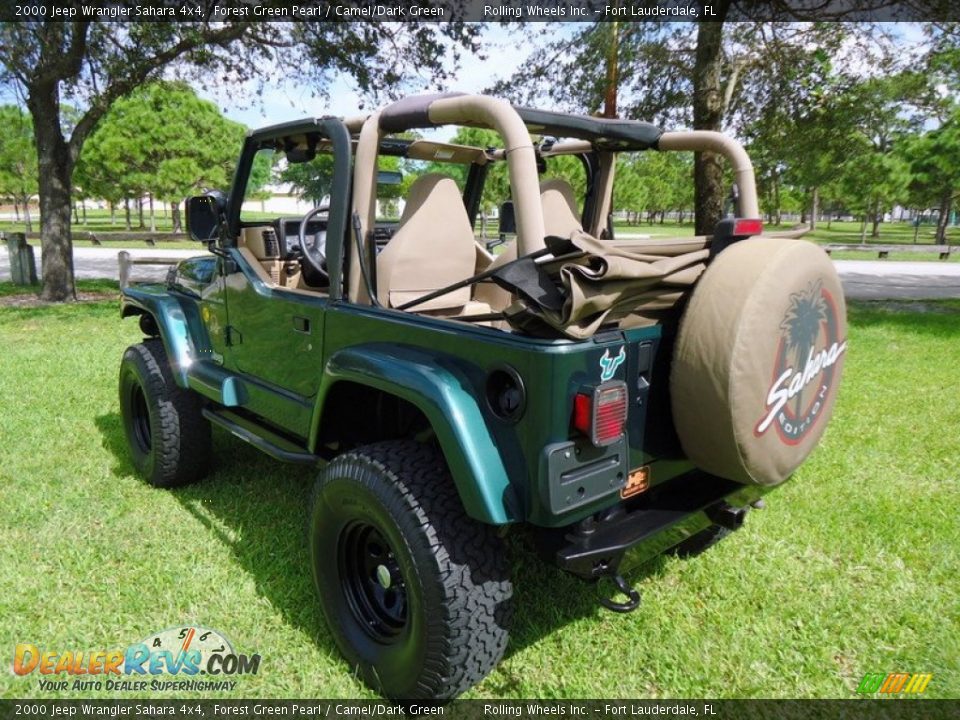 2000 Jeep Wrangler Sahara 4x4 Forest Green Pearl / Camel/Dark Green Photo #4