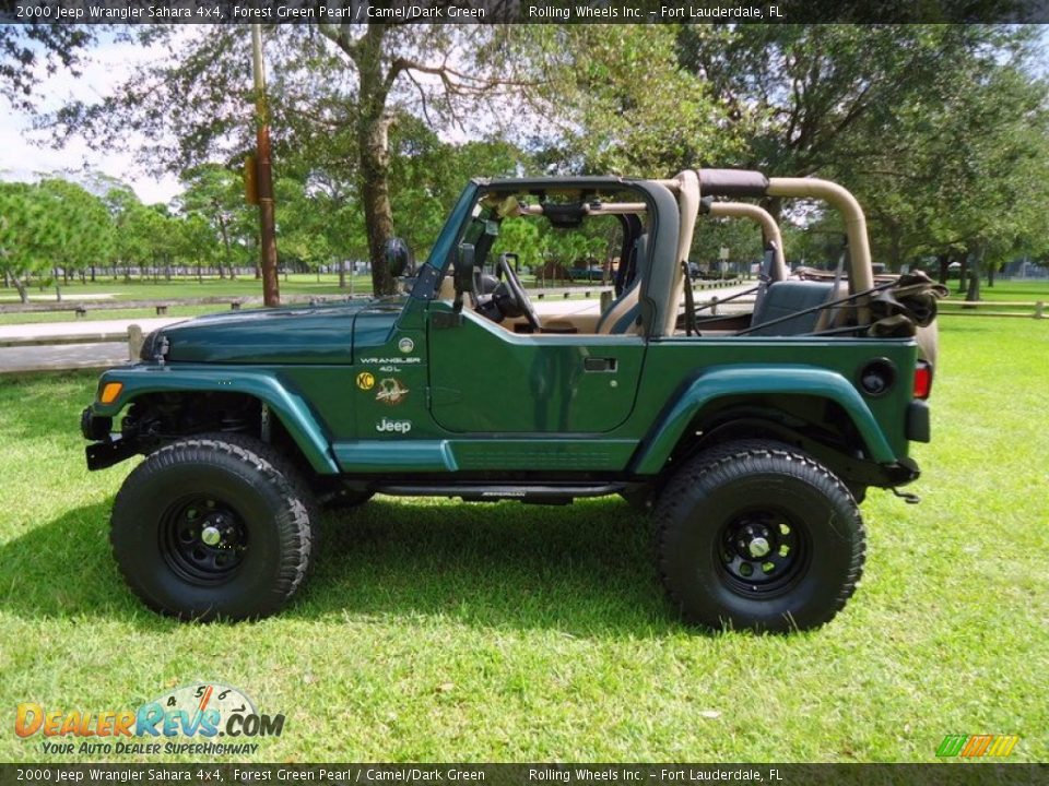 2000 Jeep Wrangler Sahara 4x4 Forest Green Pearl / Camel/Dark Green Photo #6