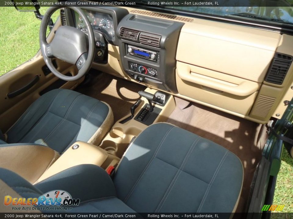 2000 Jeep Wrangler Sahara 4x4 Forest Green Pearl / Camel/Dark Green Photo #9