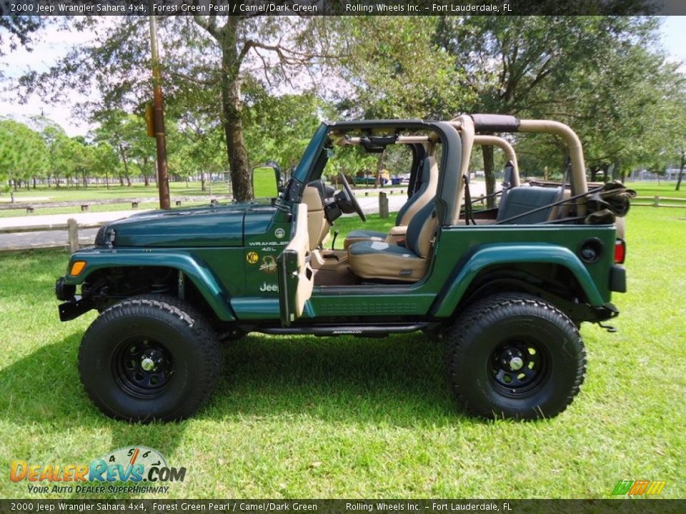 2000 Jeep Wrangler Sahara 4x4 Forest Green Pearl / Camel/Dark Green Photo #10