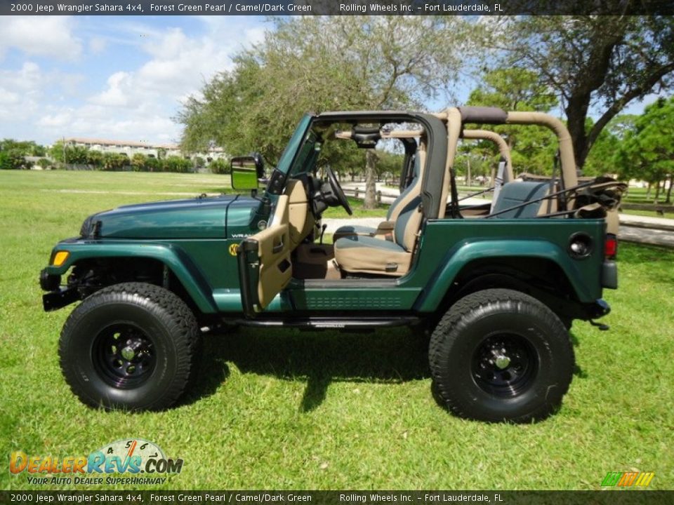 2000 Jeep Wrangler Sahara 4x4 Forest Green Pearl / Camel/Dark Green Photo #14