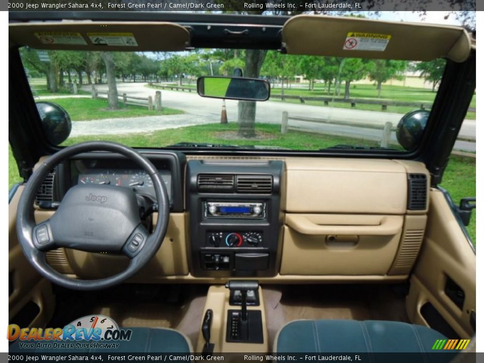 2000 Jeep Wrangler Sahara 4x4 Forest Green Pearl / Camel/Dark Green Photo #15