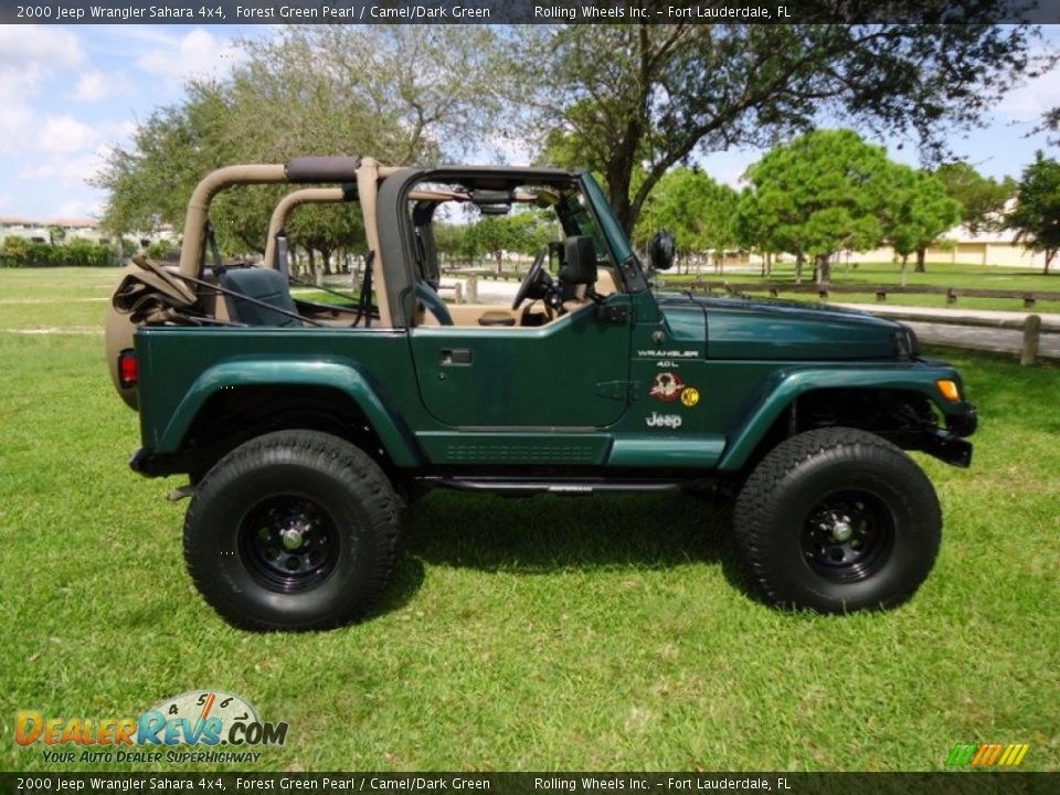 2000 Jeep Wrangler Sahara 4x4 Forest Green Pearl / Camel/Dark Green Photo #16