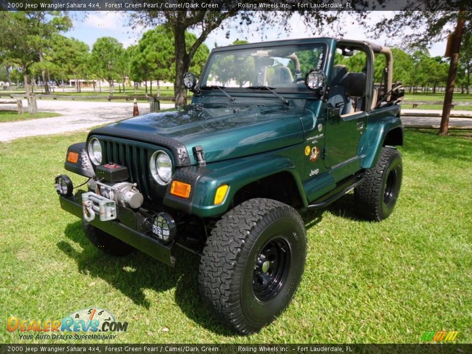 2000 Jeep Wrangler Sahara 4x4 Forest Green Pearl / Camel/Dark Green Photo #18